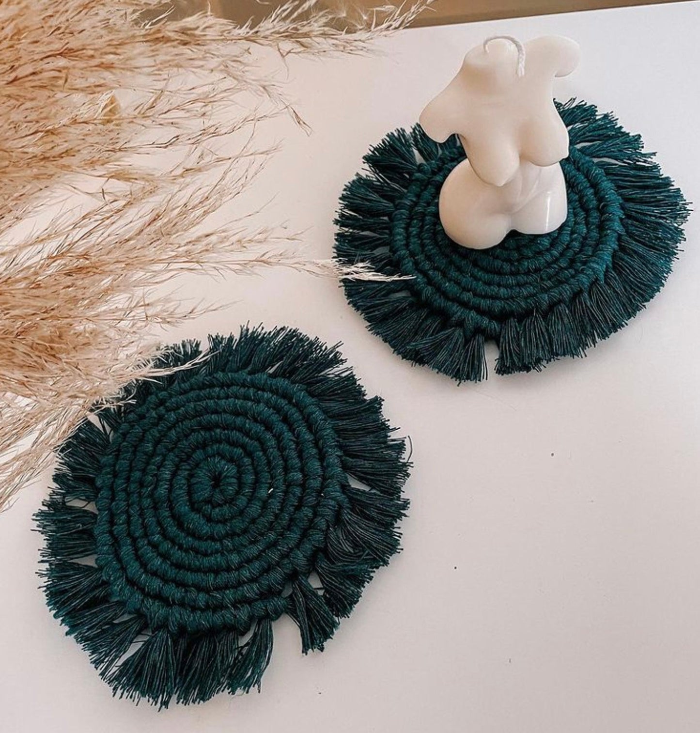 Handmade Recycled Cotton Macrame Coasters