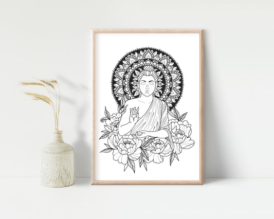 Buddha and Peonies Limited Art Print